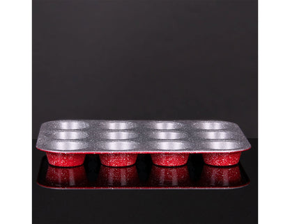 Forma do muffinów i babeczek ZEPHYR Red Passion ZP 1223 EG, 12 muffinek, powłoka marmurkowa, czerwona