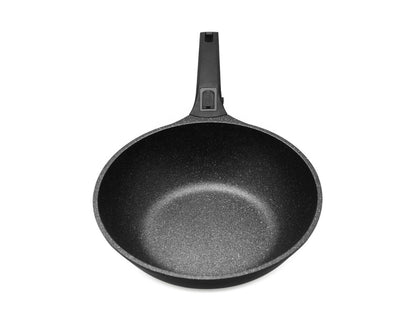 Patelnia wok z pokrywką i zdejmowanym uchwytem ZEPHYR ZP 4320 28NC, 28x8 cm, Powłoka marmurowa, Indukcja, Czarny