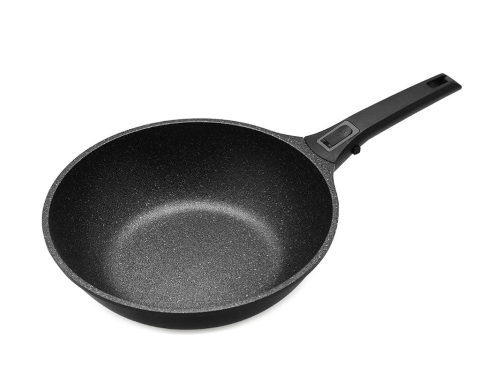 Patelnia wok z pokrywką i zdejmowanym uchwytem ZEPHYR ZP 4320 30NC, 30x10 cm, Powłoka marmurowa, Indukcja, Czarny 