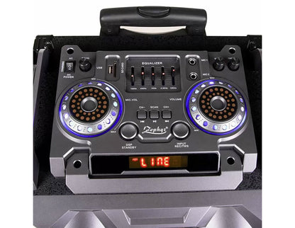 Przenośny system karaoke ZEPHYR ZP 9999 2G12, 2x12 cali, Bluetooth, USB, gniazdo gitarowe, AUX, 2 mikrofony, pilot