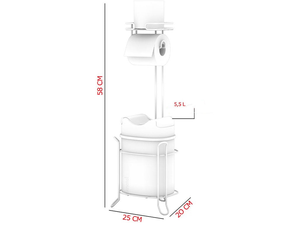 Стояща поставка за тоалетна хартия TEKNO TEL MG-098WK , с кошче , хром-бяло