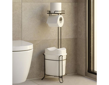 Стояща поставка за тоалетна хартия TEKNO TEL MG-098WB , с кошче , черно-бяло