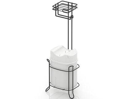 Стояща поставка за тоалетна хартия TEKNO TEL MG-098WB , с кошче , черно-бяло